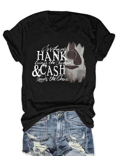 Women Rock Band T Shirt Vintage Country Music Graphic Tees(Black,S)