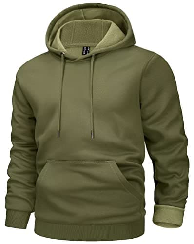MAGCOMSEN Sweatshirts for Men Hoodie Athletic Micro Fleece Hoody Classic Sweatshirts Outdoor Pullover Casual Sweatshirts Pullover Army Green M