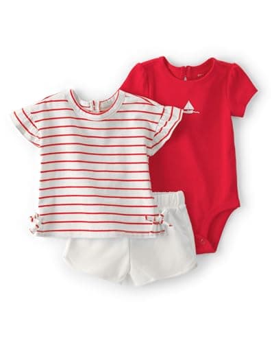Carter's Girl 3-Piece Short Set, Red/White, 24M