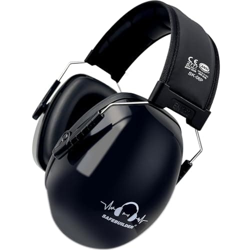 SAFEBUILDER Ear Protection Noise Cancelling Ear muffs SNR 32dB Noise Reduction Headphones Adjustable Hearing Protection Sound Proof for Working Mowing (Black)
