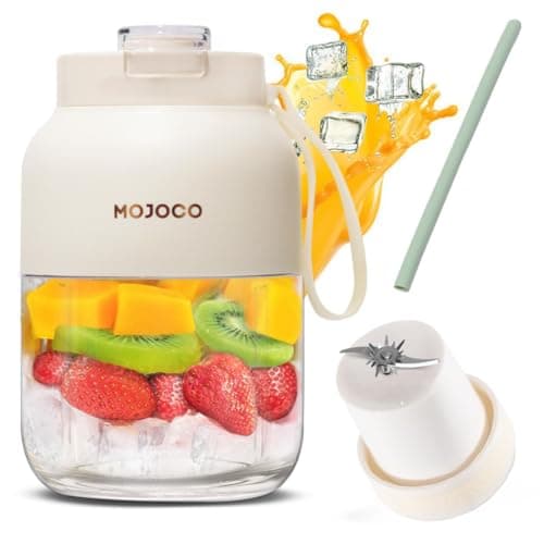 Mojoco Portable Smoothie Blender - 24oz Personal Blenders for Shakes and Smoothies - Cordless/Rechargeable Juice Blender with Stainless Steel Blade for Office, Gym, Camping, Travel