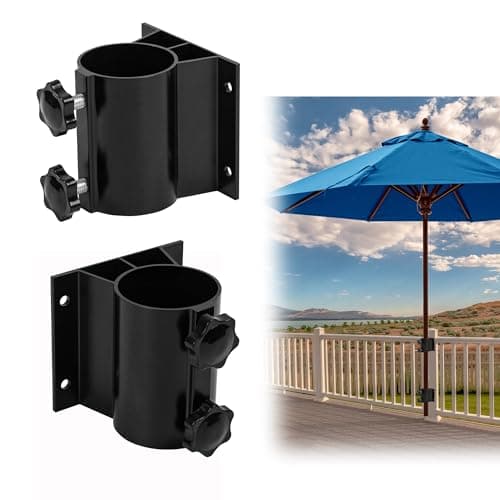 YZZHAJ 2pcs Patio Umbrella Holders, Outdoor Umbrella Base, Adjustable Metal Umbrella Clamp Mount Bracket, Patio Umbrella Deck Mount for Deck Railing, Courtyard,Garden