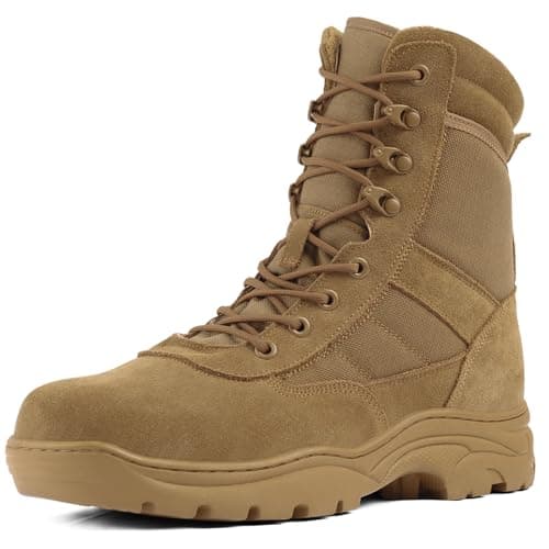 LUDEY Tactical Work Military Boots for Men 8" with Side Zipper