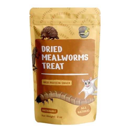 Bugzy Bugs Dried Mealworms Treat High Protein Calcium Rich Treat for Reptile, Bearded Dragons, Geckos, Turtles & Amphibians