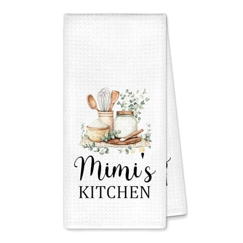 SHQIEUDH Mimi Gifts Kitchen Towels Decorative, Mimi Gifts for Mother's Day from Grandkids Dish Towels Dishcloths Tea Towel, Grandmother Grandma Gift Hand Towel Decor for Kitchen, 16x24Inch