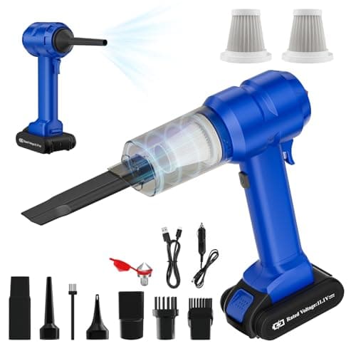 Vinid Handheld Car Vacuum Cleaner, 12000Pa Cordless Wet/Dry Vacuum & Air Blower, with Safety Hammer & Seatbelt Cutter, 80W 6000mAh Battery, HEPA Filter, Type-C Charging for Car Home Emergency, Blue