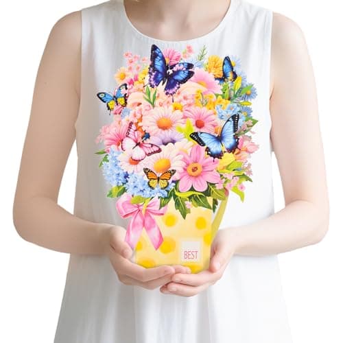 3D Pop Up Flower greeting card, Paper Flowers Bouquet for Women - Thoughtful Gift for Mom Wife Girlfriend Sister Daughter Friend | Birthday Thank You Anniversary Valentine's Day Christmas Mother's Day Thinking of You Get Well Card