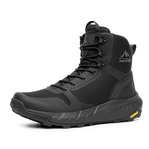 NORTIV 8 Men's Military Tactical Boot Lightweight Comfortable Boots for Work All Day Side Zipper Motorcycle Combat Hiking Boots Metrostrike(8-9 Inches),Size 7,Black-Oxford