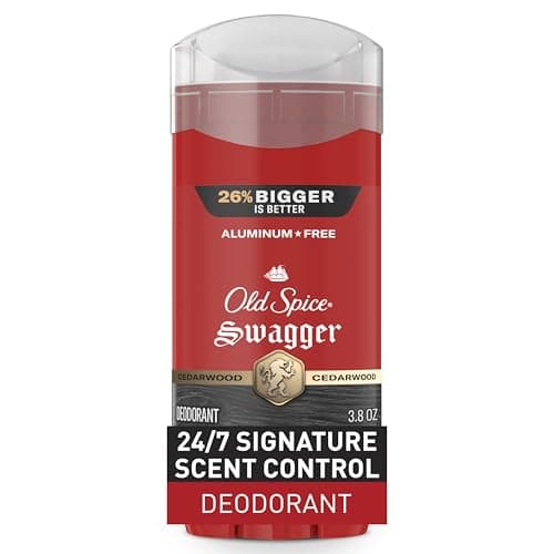 Old Spice Aluminum Free Deodorant for Men, 24/7 Protection to Eliminate Odors, 24/7 Freshness & Lasting Scent, Swagger with Lime & Cedarwood Scent, 3.8 oz