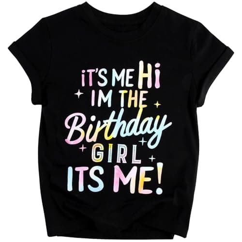 KALYRE Its My Birthday Shirt Girl 6th 7th Birthday Graphic Party T-Shirts 6 7 Years Old Kids Summer Crewneck Short Sleeve Outfit Black