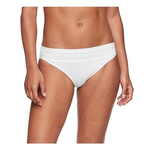 Warner's Women's No Pinching No Problems Dig-Free Comfort Waist with Lace Microfiber Bikini 5509, White, X-Large
