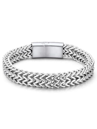 ChainsHouse Chain Bracelet for Men, Stainless Steel Franco Link Bracelet, Cuban Style 10MM 9 Inches, Bold Statement Jewelry