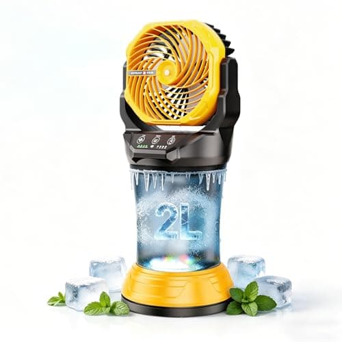 30000mAh Portable Misting Fan, Rechargeable Battery Operated Outdoor Misting Fan with 2L Bucket, 4 Speeds Spray Personal Cooling Fan with RGB Light 120° Auto Oscillating for Patio Camping Beach Garage
