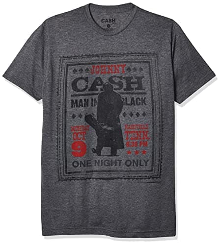 Johnny Cash unisex adult One Night Only T-shirt T Shirt, Charcoal Heather, X-Large US
