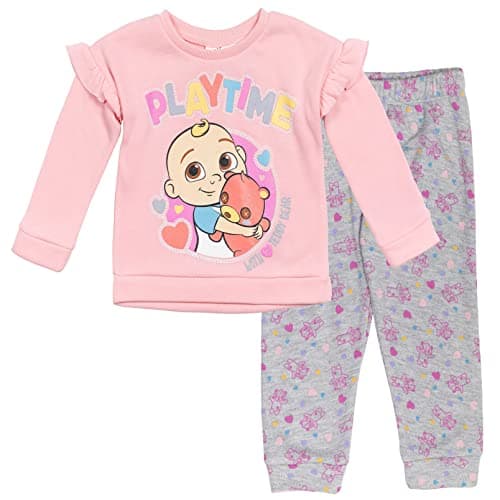 CoComelon JJ Infant Baby Girls Sweatshirt Jogger and Pants Set Pink/Gray 24 Months