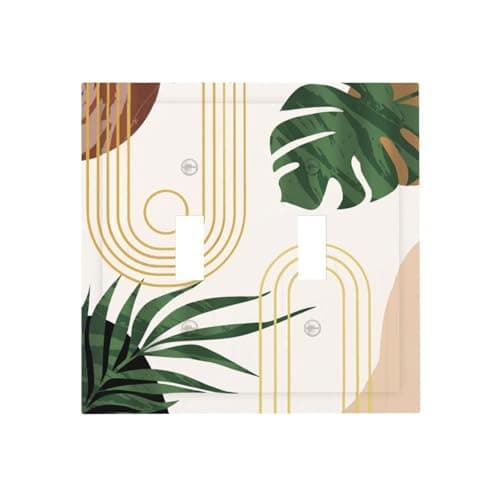 CKHTER Mid Century Modern Abstract Boho 2 Gang Double Toggle Light Switch Cover Bohemian Decorative Wall Plate Receptacle Faceplates for Living Room Bedroom Bathroom House