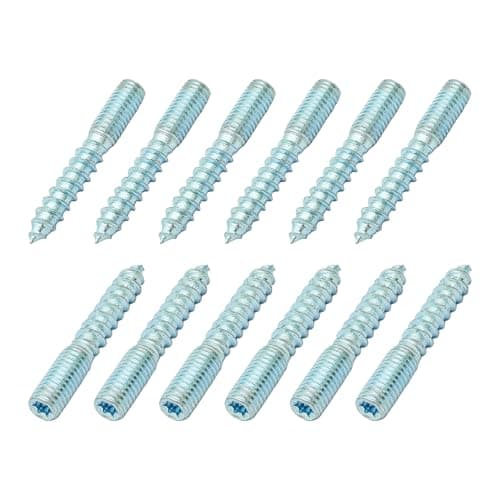 pson 12Pcs M8 x 50mm Double Headed Hanger Bolts, Zinc Plated Carbon Steel Self-Tapping Screws for Wood Joint Furniture Assembly and Furniture Legs