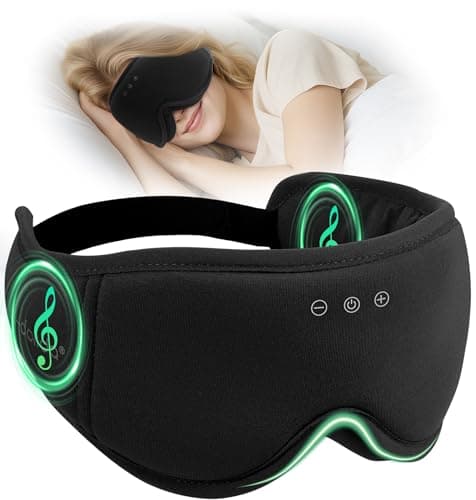 Sleep Mask with Headphones Bluetooth 5.4, LC-dolida Soft Bamboo Cotton Wireless Bluetooth Sleep Mask, Music Sleeping Headphones Cooling & Breathable, Ultra-Thin Stereo Speaker for Side Sleepers