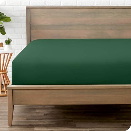Bare Home Fitted Bottom Sheet Twin XL Size - Premium 1800 Ultra-Soft - Hotel Luxury - Deep Pocket - Durable and Long Lasting (Twin XL, Forest Green)