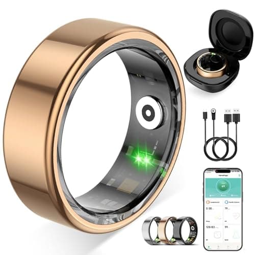 ZBNMY Smart Ring for Women Men,Fitness Tracker Ring with Heart Rate, Sleep Monitoring, Blood Oxygen, Step Counting for iOS and Android, No Subscription Fee, Waterproof(Rose Gold, 8)