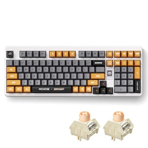 MCHOSE UT98 Wireless Mechanical Keyboard Compact Gaming Keyboard with Knob Tri-Mode Connection Hot Swappable Custom Creamy Keyboard Gasket Structure Pre-lubed Linear Switches RGB Retro