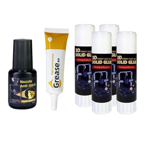 AEORUM Essential 3D Printing Accessories Kit Includes 3D Printer Glue Sticks Adhesive for Hot Bed, 3D Printer Nozzle Cleaning Coating, Lubricant Grease, Suitable for All 3D Printers (6-Piece Set)