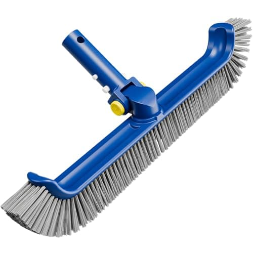 POOLAZA 17.5" Pool Brush with Rotatable Handle & Curved Edges