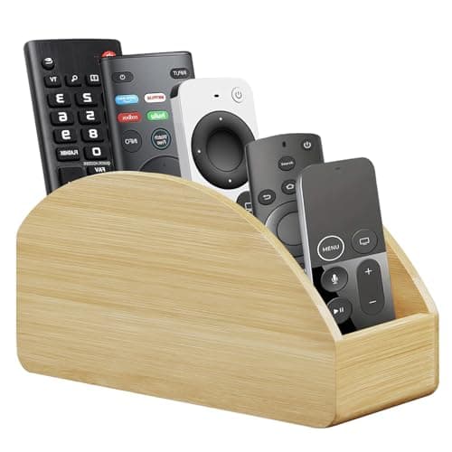 BIBELUN TV Remote Control Holder with 5 Compartments, Bedside Table Remote Caddy, Desktop Storage Box Organizer/Tray to Store Pen, Controllers, Media Player, Cosmetics, Office Supplies, Home Décor