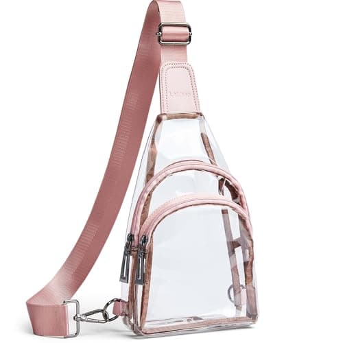 LATMAP Clear Bag for Stadium Events Crossbody Purse Fanny Pack Backpack for Women Men for Concerts Sports Unisex Pink