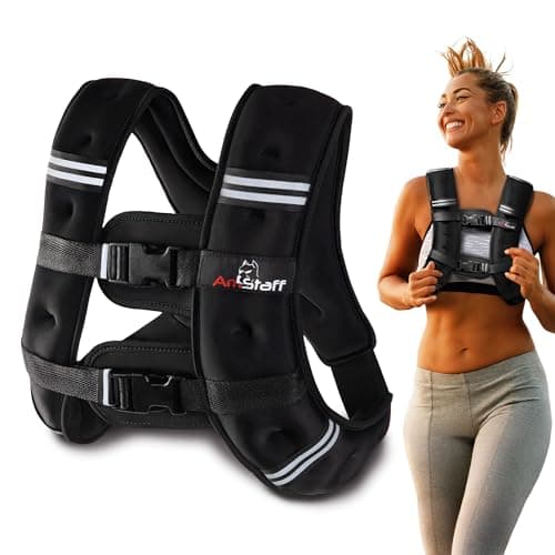 Amstaff Fitness Weighted Vest - Weight Vest for Running, Strength Training & Muscle Building, Features Reflective Stripe for Safe Outdoor Workouts (8lbs, Black)