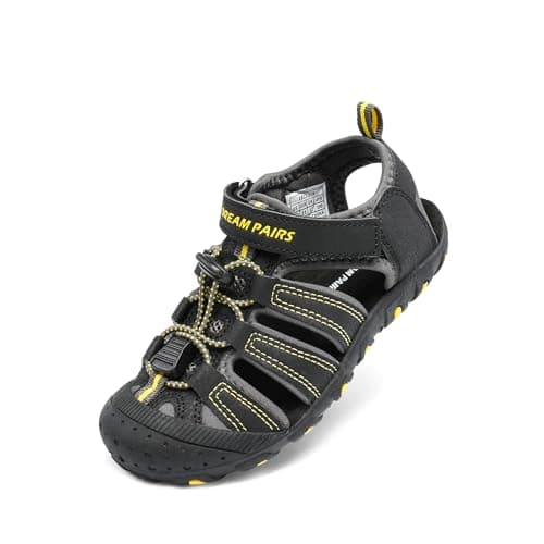 DREAM PAIRS Boys Girls Closed-Toe Outdoor Summer Sport Sandals for Toddler/Little/Big Kid,Size 6 Toddler,Black/Grey/Yellow,181105K