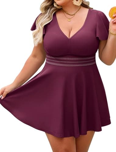 Arolina Womens Modest Swimsuits Full Coverage Tankini Bathing Suit Curvy Swim Dress Fuchsia