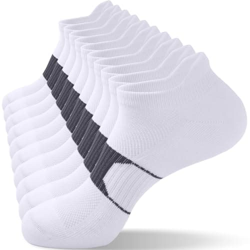 FYTUTESE Mens Low Cut Ankle Socks with Cushion 5 Pairs White X-Large