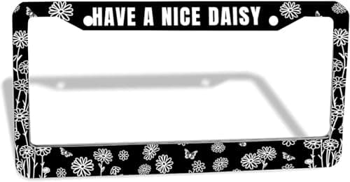 Daisy License Plate Frame Funny Daisies Flower Art Car Decoration Floral License Plate Holder for Front Rear Car Tag Cover 2 Holes Screws