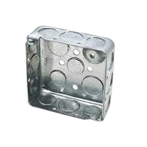 Qlvily 1 Pack 4" Square Electrical Box, 1-1/2'' Deep Metal Electrical Box, 21.0 Cu. in. Capacity, Electrical Junction Box, Galvanized