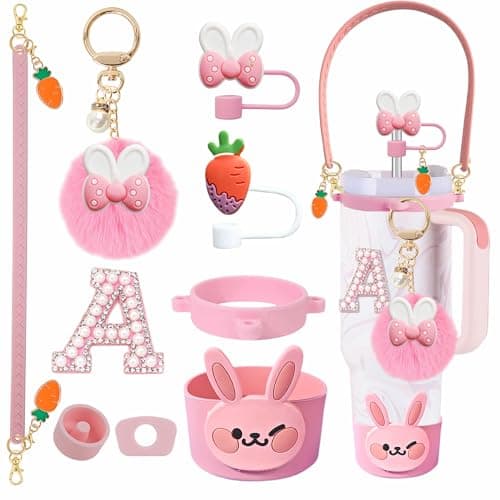 Rabbit Cup Accessories for Stanley 30-40oz - Cute Kids Set （Pink A）