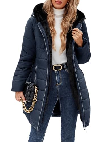 Wiepux Women's Winter Putter Coat Warm Fleece Lined Down Jacket