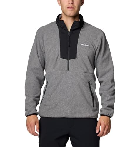 Columbia Men's Sequoia Grove Half Zip Fleece, City Grey Heather/Black, Small