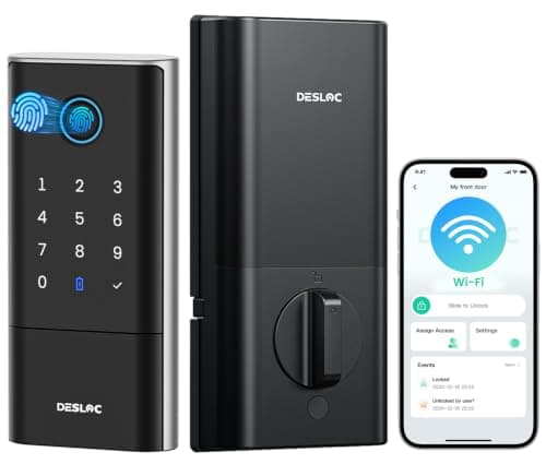 DESLOC Fingerprint WiFi Smart Lock, K120 Keypad Deadbolt Up to 16 Months