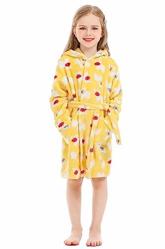 XINNE Robes for Kids Unisex Baby Hooded Dressing Gown Bathrobe Boys Girls Toddlers Pajamas Sleepwear Yellow