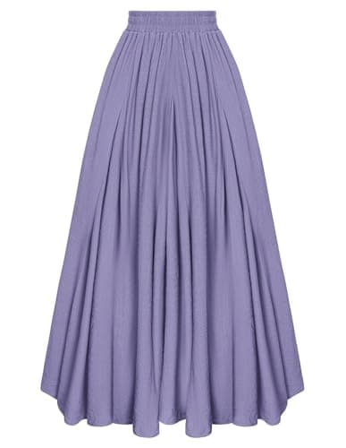 Scarlet Darkness Maxi Skirts for Women Long Flowy Boho Renaissance Skirt with Pockets Lavender XL