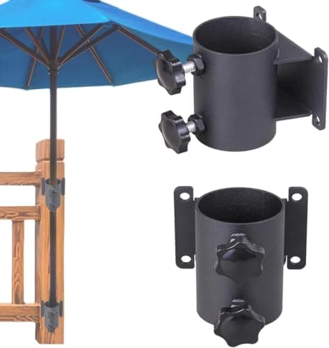 YZZHAJ Patio Umbrella Holder Heavy-Duty Adjustable Metal Sun Umbrella Clamp Stand Umbrella Clamp Mount Bracket for Deck Railing，Outdoor Courtyard,Balcony,Boats（Fit Max OD 2 inch） (2)