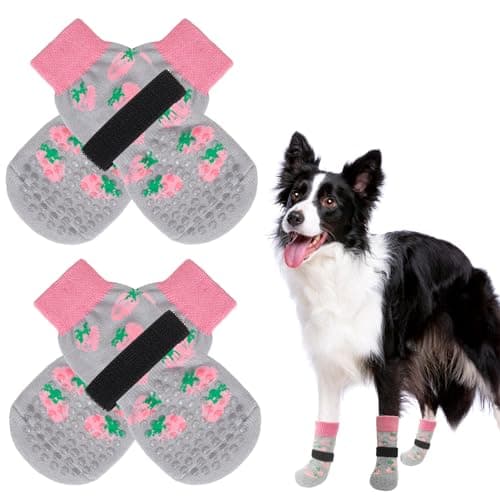 SCENEREAL Anti Slip Dog Socks to Prevent Licking Paws for Hardwood Floors