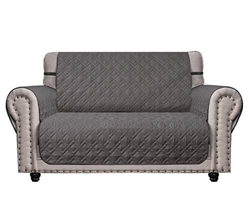 Ameritex Loveseat Cover Water-Resistant Quilted Furniture Protector with Back Nonslip Paws Slipcover for Dogs, Kids, Pets Loveseat Slipcover Stay in Place for Leather (46", Dark Grey)