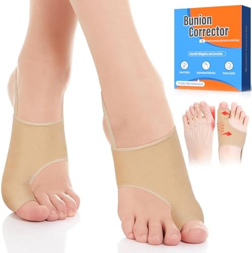 QCCL 2PCS Bunion Corrector for Women & Men - Toe Alignment Corrector with Splint & Pads for Hallux Valgus Pain Relief, Upgrade Anti Slip Gel Strap for Big Toe Straightener(Nude)