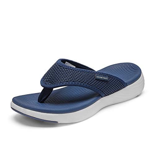 DREAM PAIRS Women's Arch Support Soft Cushion Flip Flops Thong Sandals,Size 6,Navy,BREEZE-2