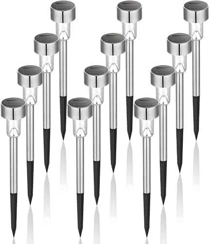 GIGALUMI Outdoor Waterproof Solar Garden Lights, 12 Pack Cold White