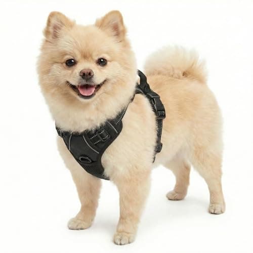 Funfox No Pull Dog Harness, Adjustable Pet Vest with Control Handle & Front Clip, Reflective Design for Small Medium Large XL Dogs, Black S