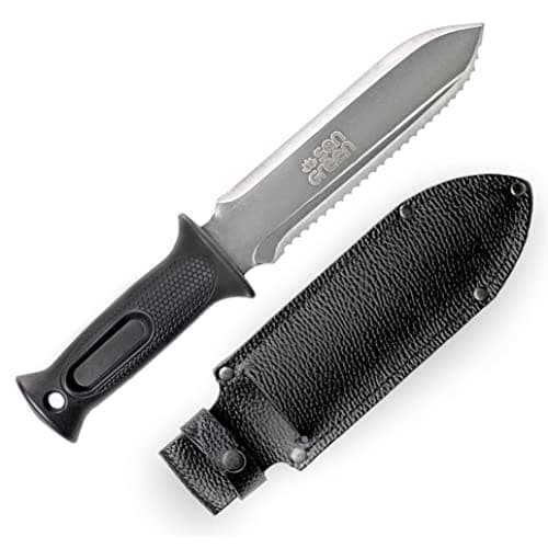 Sengreen Hori Digging Knife - 7.5 Inches, with Leather Sheath, Black