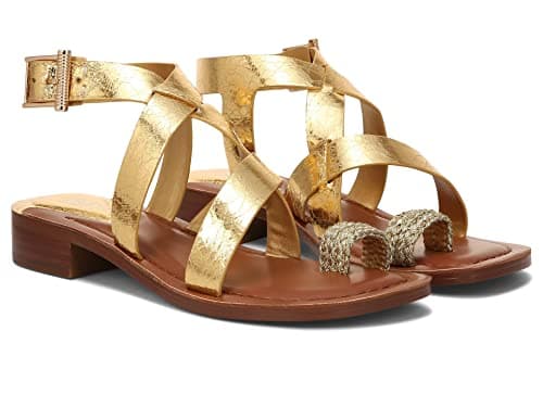 Franco Sarto Womens Ina Strappy Sandal Gold Metallic 5.5 M